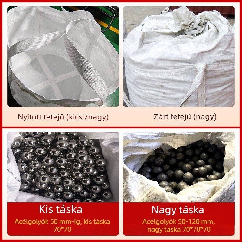 PP szőtt tonnás zsák négy hevederrel, teherbírás 1000–1300 kg