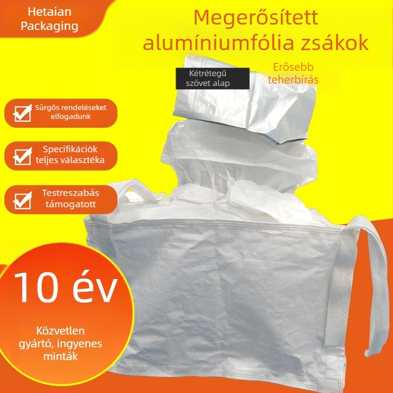 Alumíniumfóliával laminált tömegtáska, UV‑álló, öregedésálló, magas szilárdságú szövött tonnás táska, nagy térfogatú, vegyi anyagokhoz
