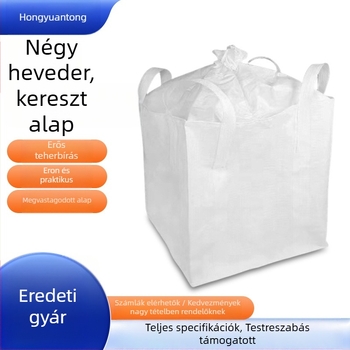 PP új anyagú ton zsák – sík alj, négy emelőgyűrű, megerősített, hídépítéshez