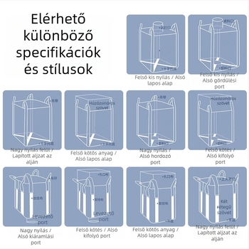 PP új anyagú ton zsák – sík alj, négy emelőgyűrű, megerősített, hídépítéshez