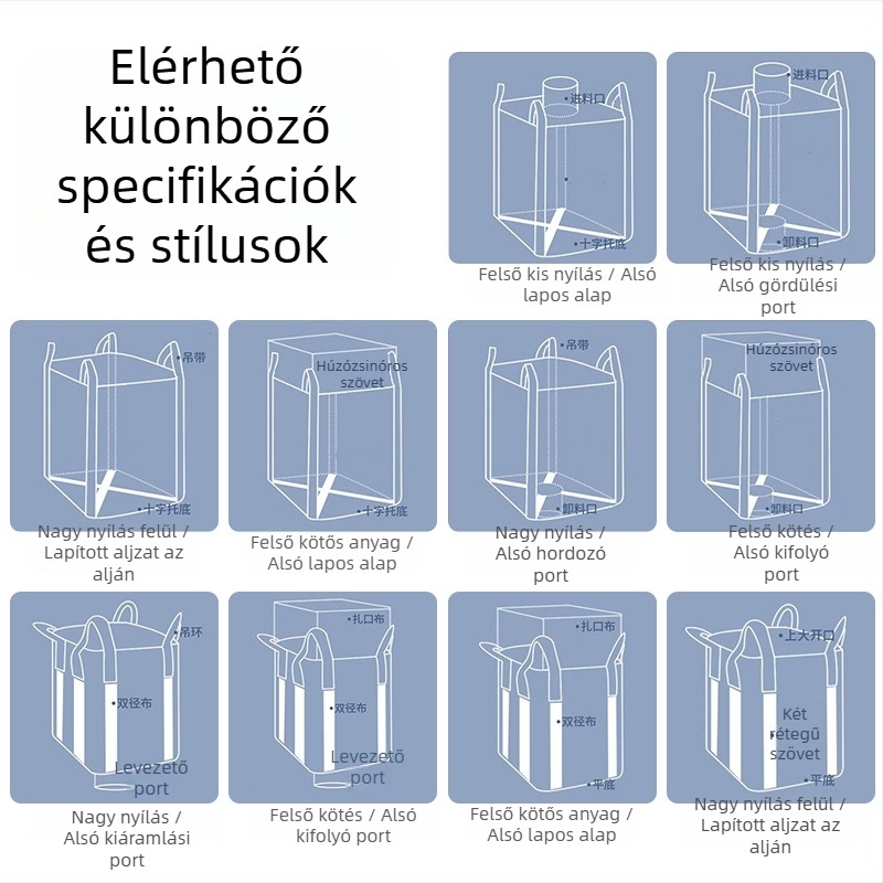 PP új anyagú ton zsák – sík alj, négy emelőgyűrű, megerősített, hídépítéshez