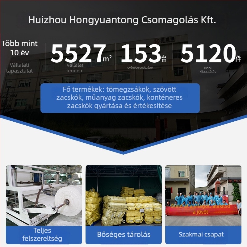 PP új anyagú ton zsák – sík alj, négy emelőgyűrű, megerősített, hídépítéshez