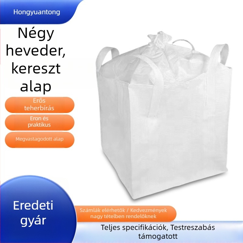 PP új anyagú ton zsák – sík alj, négy emelőgyűrű, megerősített, hídépítéshez