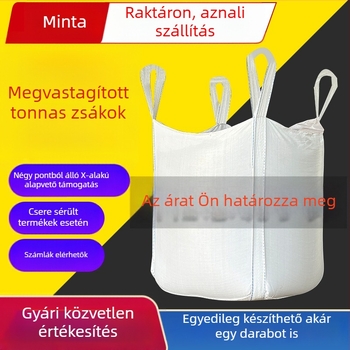 Nagy teherbírású tonzsák négy emelőfüllel és X alakú alappal, négyszögletes műanyag szőtt zsák ásványi anyagokhoz — több méretben