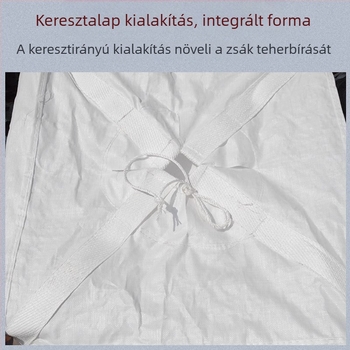 Fehér vastagított kopásálló szövött tonnás zsák pántokkal, 1-2 tonnás kapacitás, ipari felhasználás