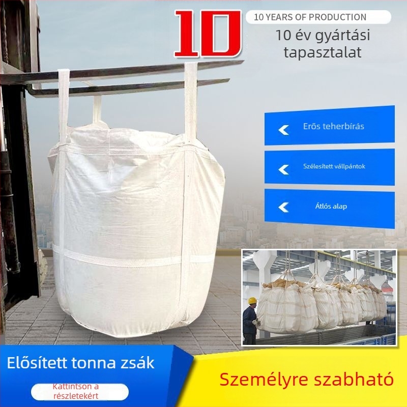 Tonzsák keresztezett aljzattal és kettős emelőfüllel, PP polipropilén szövött zsák, teherbírás 1000 kg
