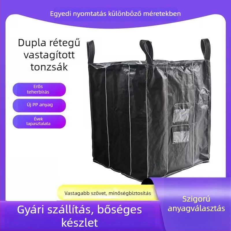 Szénfekete tonnás zsák, rugalmas szövésű konténer ipari felhasználásra