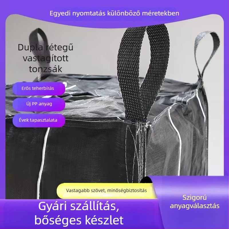Szénfekete tonnás zsák, rugalmas szövésű konténer ipari felhasználásra
