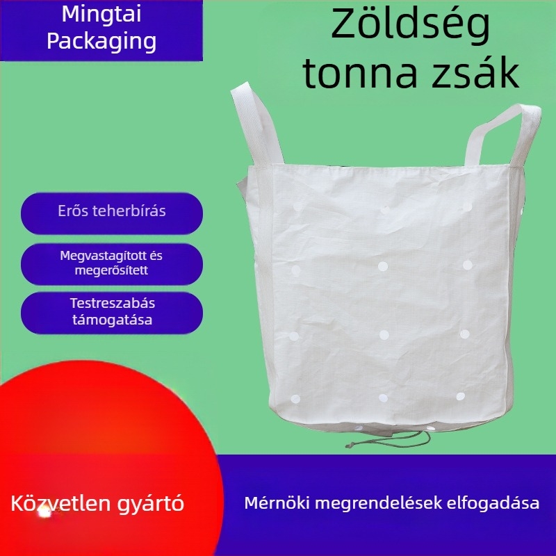 PP szövött tonzsák, teherbírás 1000–2000 kg, konténerzsák cementhez és habarcsokhoz, logóval ellátva
