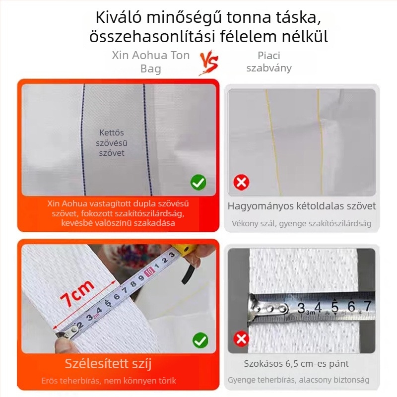 PP Szövött konténerzsák, megerősített és kopásálló, testreszabható igény szerint; szállítható anyagok: műanyag, cement, takarmány, abrazív anyagok; márka Xin Aohua