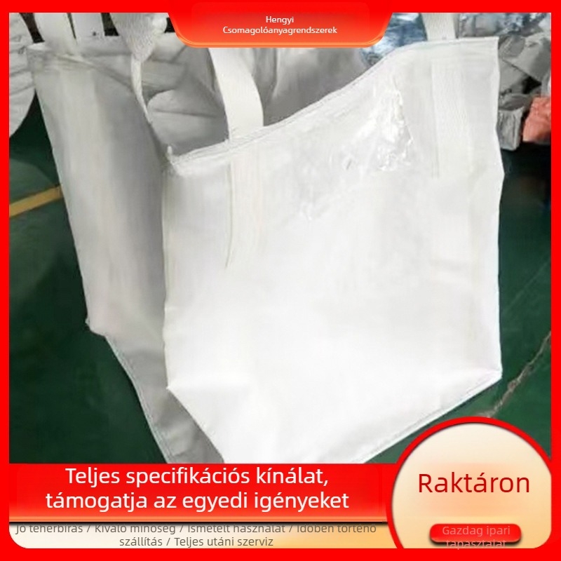 Négy felfogógyűrűs tonzsák sík aljú, széles nyílással; megerősített iszapzsák