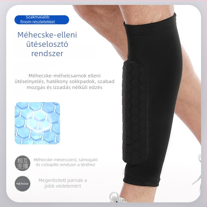 Lélegző Lycra méhsejt szerkezetű sípcsontvédő mandzsetta, futballhoz, kosárlabdához és lovagláshoz