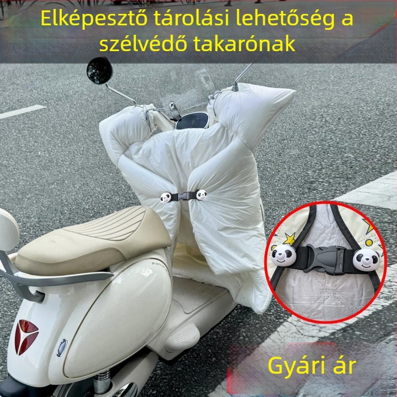 Elektromos jármű szélvédő takaró medve csattal, levehető és állítható, esőálló, mind a négy évszakban (Márka: Friendly; Anyag: Műanyag; Mintázat: Egyszínű; Stílus: Városi egyszerűség; Őszi 2025)