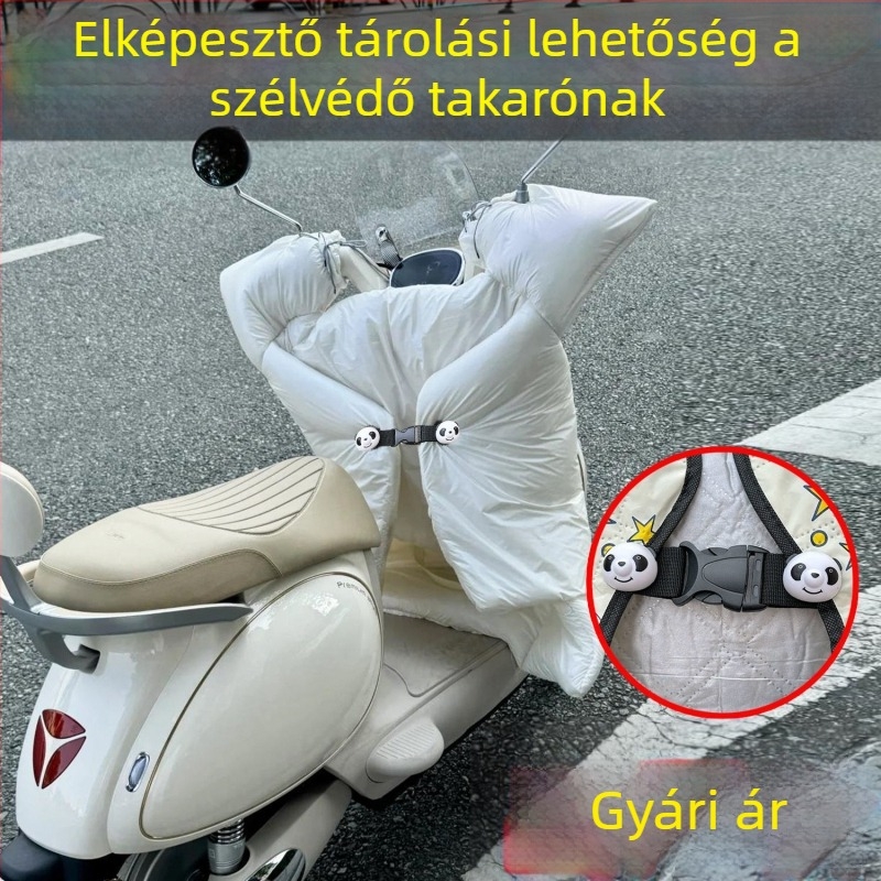 Elektromos jármű szélvédő takaró medve csattal, levehető és állítható, esőálló, mind a négy évszakban (Márka: Friendly; Anyag: Műanyag; Mintázat: Egyszínű; Stílus: Városi egyszerűség; Őszi 2025)