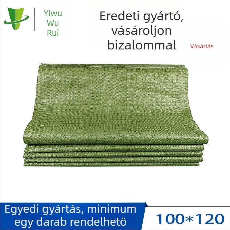 Zöld 100×120 cm ruházati csomagoló táska - szövött anyagból, belső bélés, fóliával bevont szalag, csipke és kígyóbőr minta