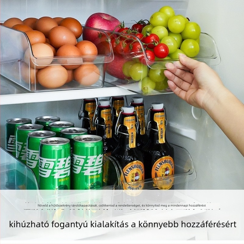 Hűtőszekrény tároló doboz, élelmiszer PET anyag, fiókos kivitel élelmiszerek rendezéséhez