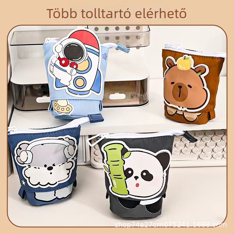 Iskolai tolltartó Kapibara rajzfilm mintával, vászon anyag, IN-stílus, márka Ltianyu/Tianyu