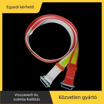 Bányászati fényvisszaverő biztonsági öv, 1,2 m hosszú nylon kötéllel, polipropilén övvel, teherbírás 100 kg