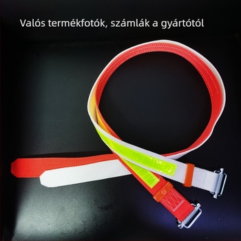 Bányászati fényvisszaverő biztonsági öv, 1,2 m hosszú nylon kötéllel, polipropilén övvel, teherbírás 100 kg