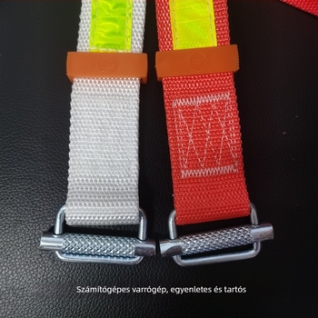 Bányászati fényvisszaverő biztonsági öv, 1,2 m hosszú nylon kötéllel, polipropilén övvel, teherbírás 100 kg