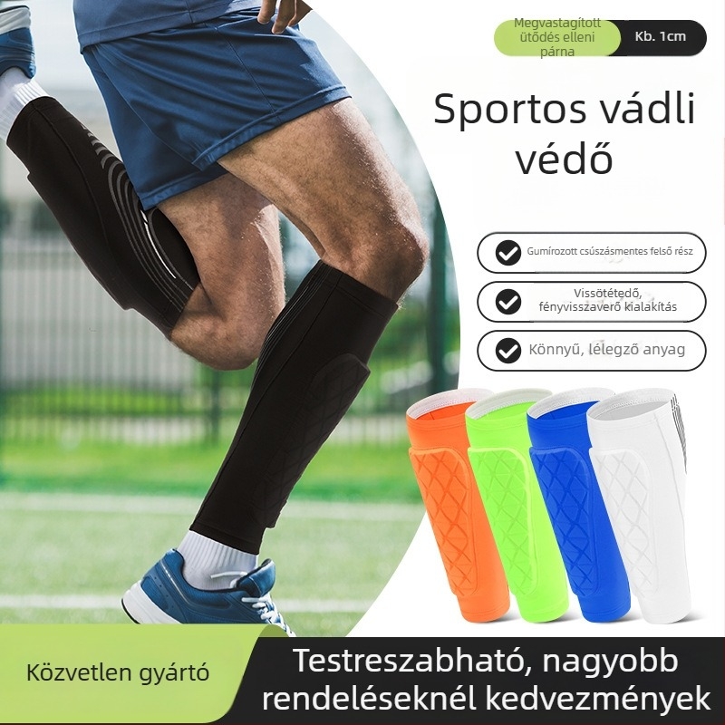 Futballhoz készült vádlivédő leggings – Poliészter + Spandex, véd a vádlin, légáteresztő, csúszásmentes, méhsejt mintázatú, éjszakai visszaverő