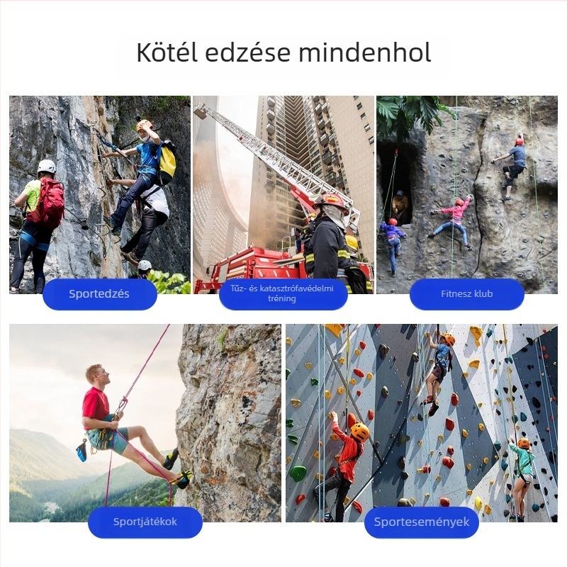 Mászó- és hegymászó féltest-biztonsági öv kültéri használatra - poliészterből, kötélhossz 2 m, modell Outdoor Half-Body Safety Belt