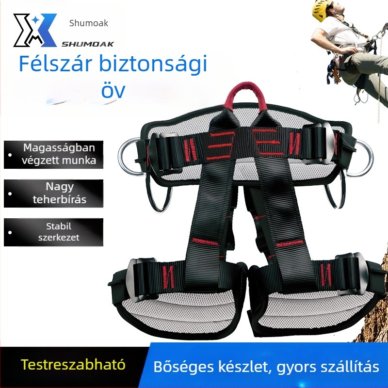 Féltest biztonsági öv kültéri hegymászáshoz – poliészter öv és poliészter kötél, kötélhossz 1,5 m, modell ZYP-03