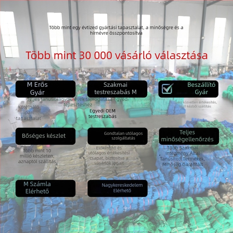 Polietilén építőipari védőháló, tűzálló, esés elleni védelem, nemzeti szabvány szerint.