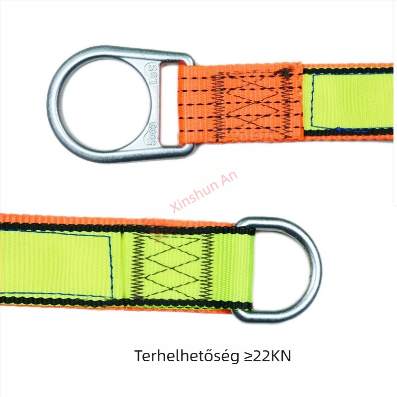 Energia-karbantartási heveder, magassági biztonsági öv, teherbírás 2300 kg, poliészter öv, nagy szilárdságú acélszálas kötél, kötélhossz 1,5 m