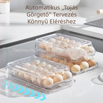 Tojás tároló doboz - összecsukható, PET anyagból, élelmiszer-minőségű, hűtőszekrényhez való