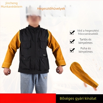 Tehénbőr hegesztő mandzsetta hőszigeteléssel, védelem a szikrasugár ellen, olaj- és szennyeződésálló – védőfelszerelés hegesztőknek