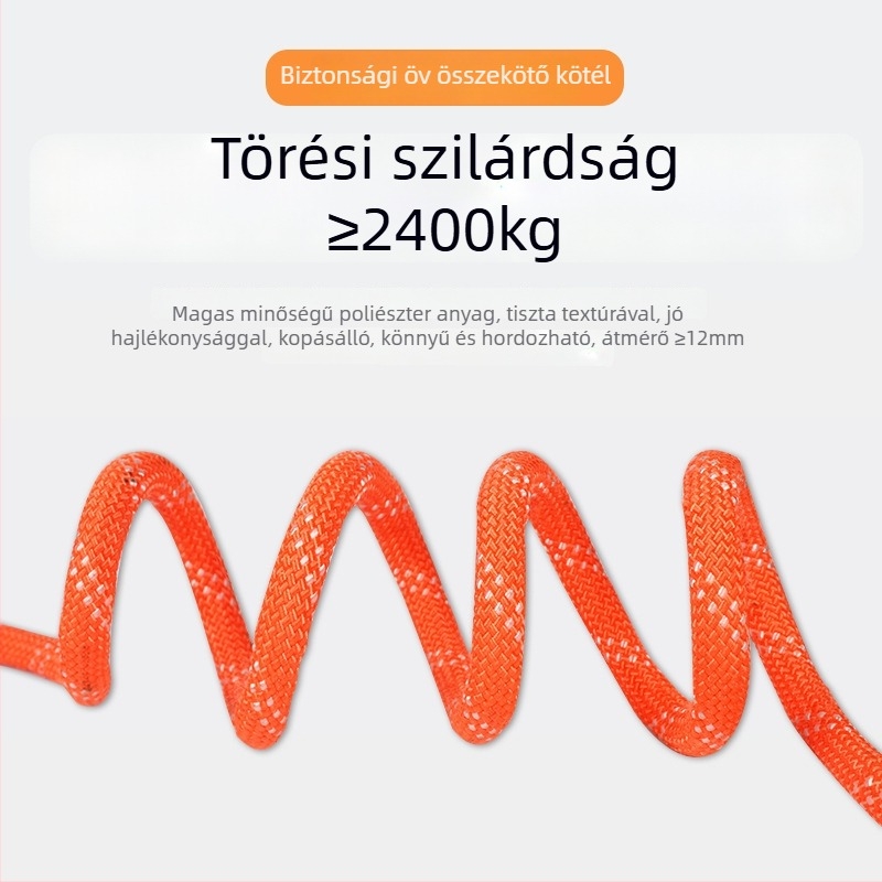 Ötpontos biztonsági heveder kettős horogokkal, poliészter rostból, kültéri munkához magasban
