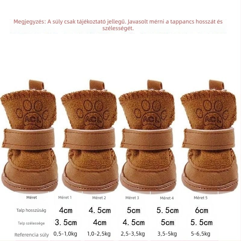 Téli kutya cipők kicsi fajtáknak (Bichon) – csúszásmentes, meleg pamut belsővel, hóban használható