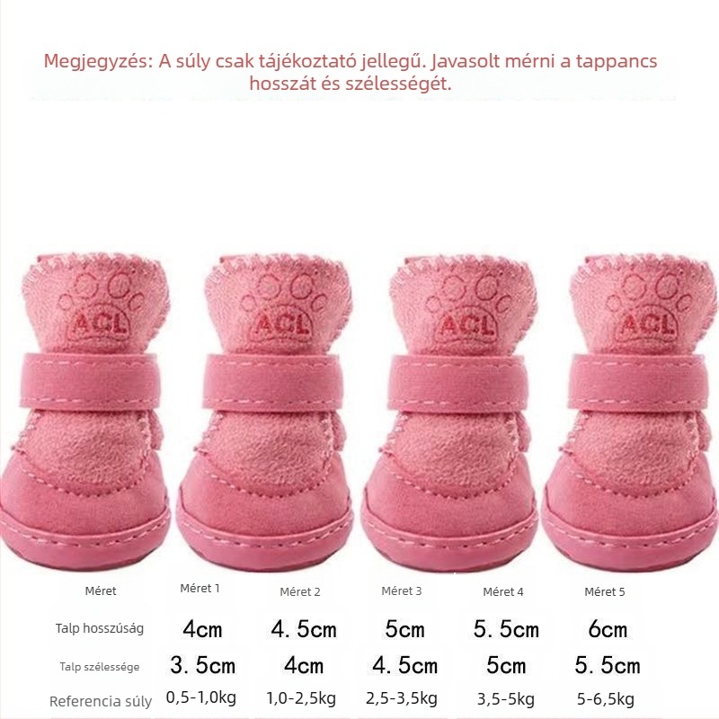 Téli kutya cipők kicsi fajtáknak (Bichon) – csúszásmentes, meleg pamut belsővel, hóban használható