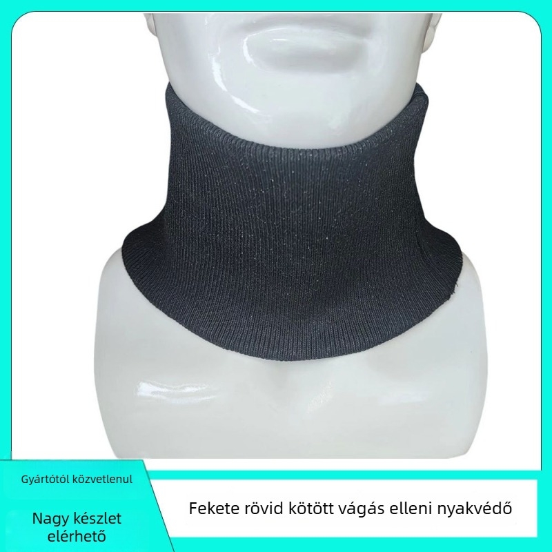Anti-kivágó nyakvédő acélhálózattal; anyagok UHMWPE, poliészter, üvegszálak; súly 90 g
