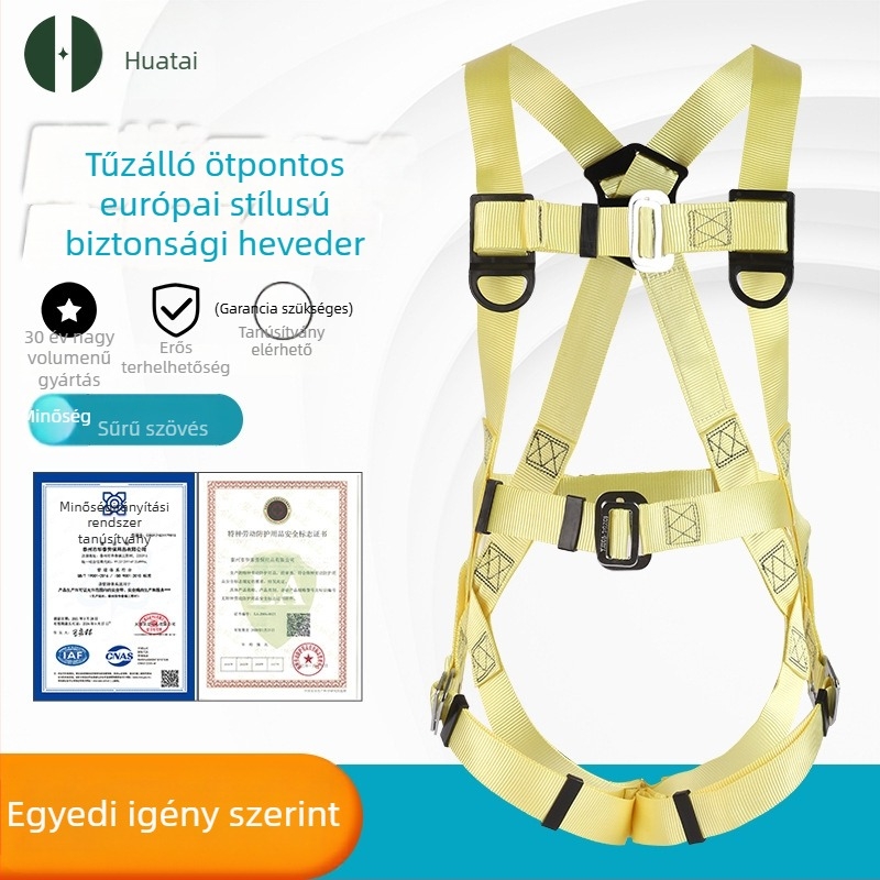 Huatai lángálló hegesztőbiztonságiöv nylon kötéllel HTZR-008 – teljes test, magas hőmérséklet, tűzvédelmi mentés