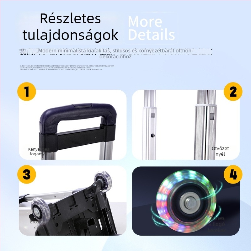 Win Ötvözet alumínium összecsukható, levehető kocsiállvány poggyászhoz és hátizsákhoz, Flash trolley minta, csökkenti a terhelést
