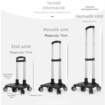 Alumínium univerzális kerekes troliváz – hordozható, összecsukható keret iskolai táskákhoz és hátizsákokhoz, 2024 tavasz, funkció 106850
