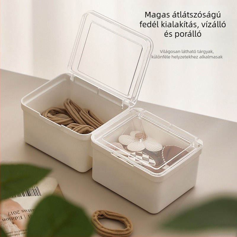 PP+PS anyagú fedeles tároló doboz, 2 L kapacitás, porálló, osztókkal, egymásra tehető
