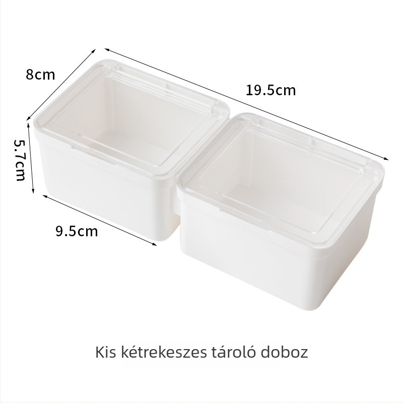 PP+PS anyagú fedeles tároló doboz, 2 L kapacitás, porálló, osztókkal, egymásra tehető