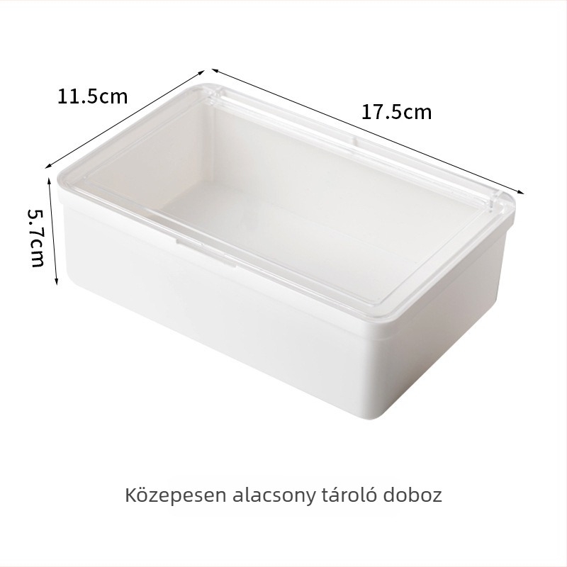 PP+PS anyagú fedeles tároló doboz, 2 L kapacitás, porálló, osztókkal, egymásra tehető