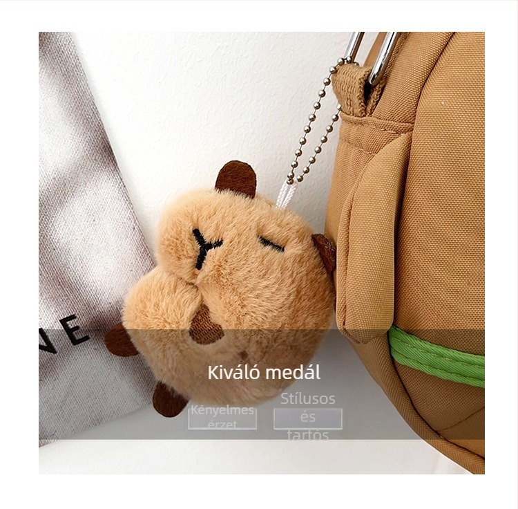 Capybara keresztbody táska, nylon külső, poliészter bélés, kör alakú, cipzár, telefon zseb, egysoros vállpánt