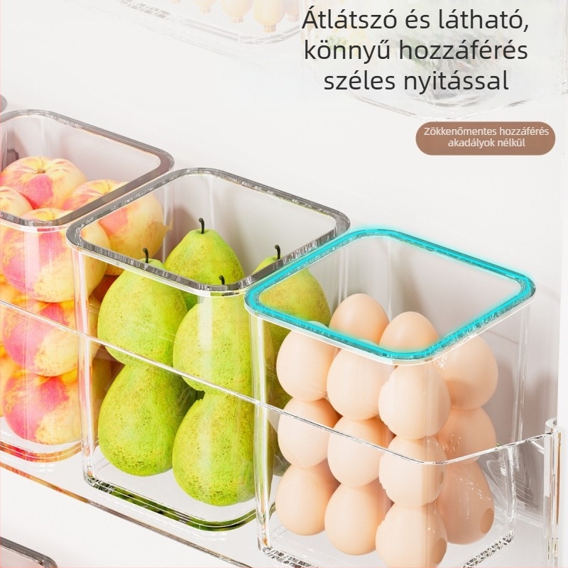 Hűtőgép oldalsó ajtó tárolóedény gyümölcsök, zöldségek és tojások számára | élelmiszer-minőségű PET anyag | egyszerű kialakítás | konyhai szervező