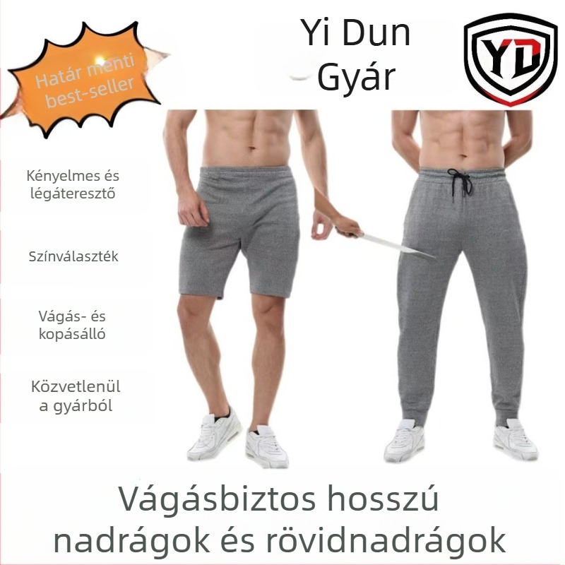 PE alapú vágásvédelmi hosszú nadrág és rövidnadrág, átszúrás- és kopásálló munkaruha üvegépítéshez