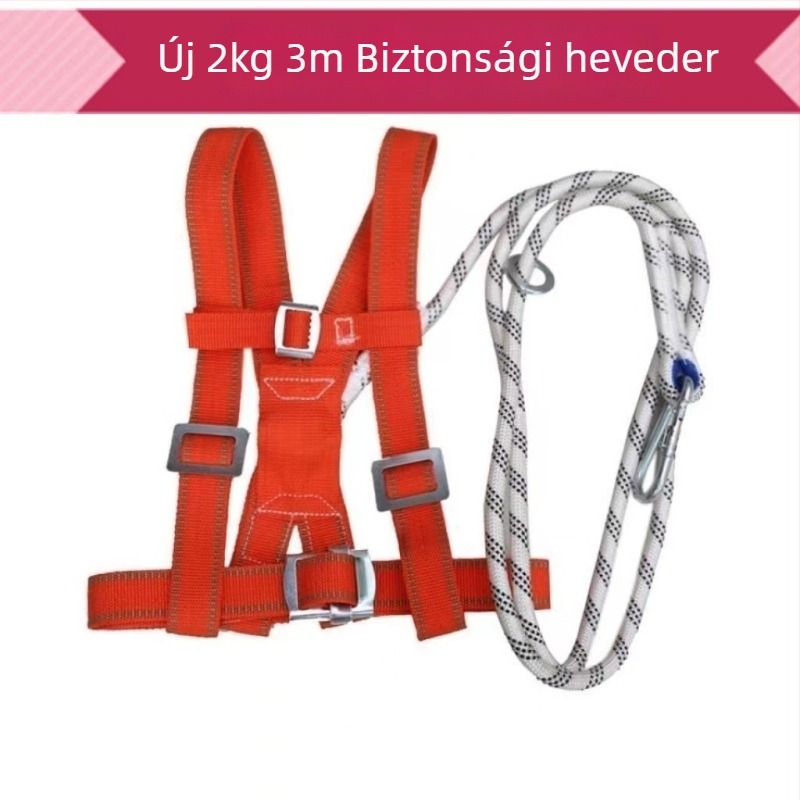 Építkezési területre szánt biztonsági öv 3 m hosszú, polipropilén öv, 100 kg teherbírás, esésvédelmi