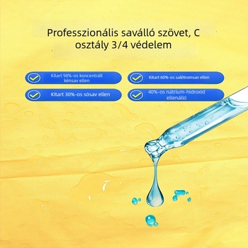 Egyrészes vegyi védő kötény, bevont nemszőtt anyagból, C osztályú, vegyi ipar számára.