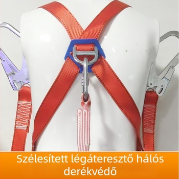 Ötpontos teljes testvédő hám magasan végzett munkákhoz, európai stílusú, dupla horoggal és csillapító kötéllel