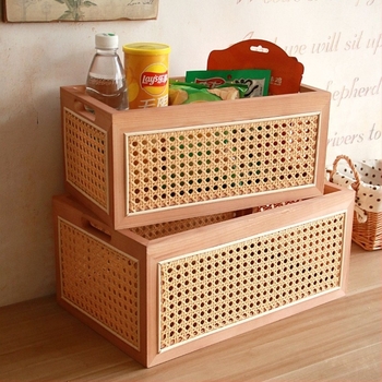 Japán stílusú fenyőfa tárolókosár, 35 L, fedél nélkül, rendező