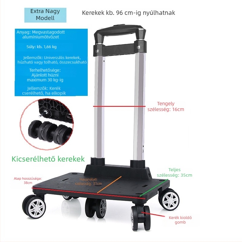 Gyermekek iskolai táska mellé tartó – alumínium táskarám beépített teleszkópos összecsukható trolival, szabadidős utazáshoz, 2025 tavasz