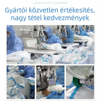 Egyszerhasználatos védőöltözet, PP+PE, vegyi ellenálló, 260–330 g, lábakkal vagy lábak nélkül, hal- és sertéstartás biztonságára